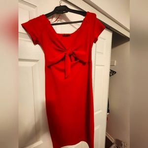 Red zara cutout midi dress